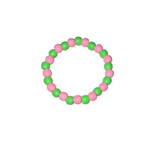 3 FOR $20 HANDCRAFTED Green & Pink Pony Beaded Bracelet